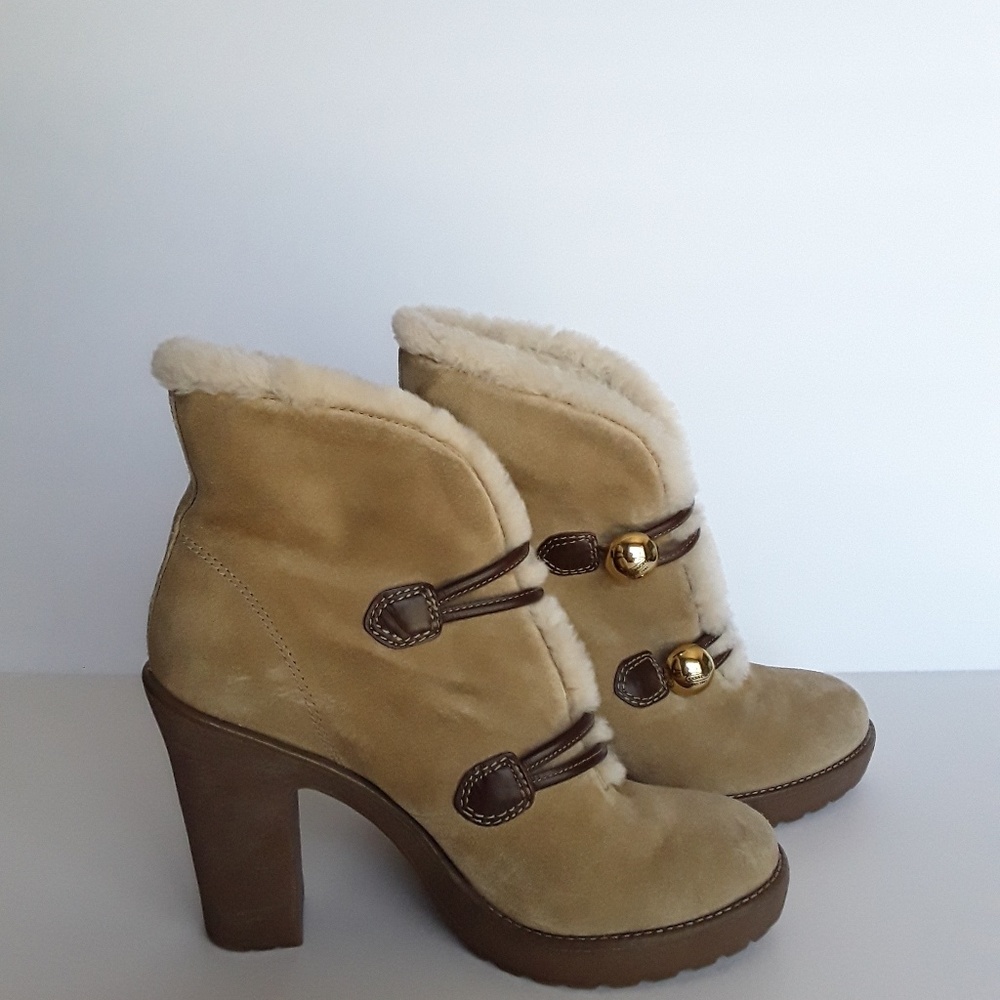Coach Leather Suede Lenora Ankle Booties